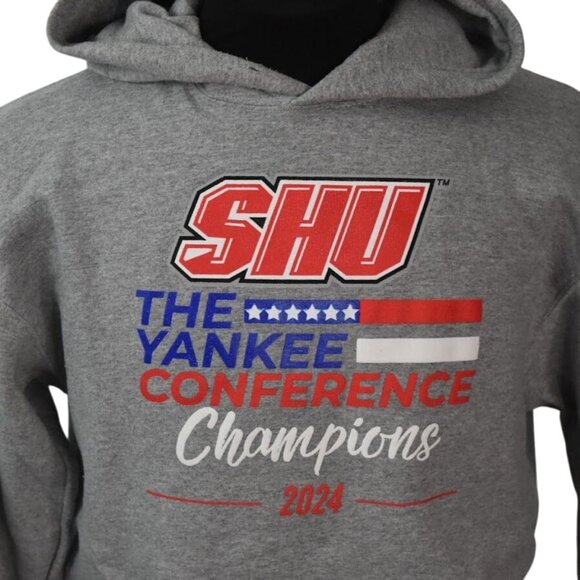 SHU The Yankee Conference Champions 2024 Hoodie Gray Gildan Heavy Blend Mens M - Picture 2 of 6